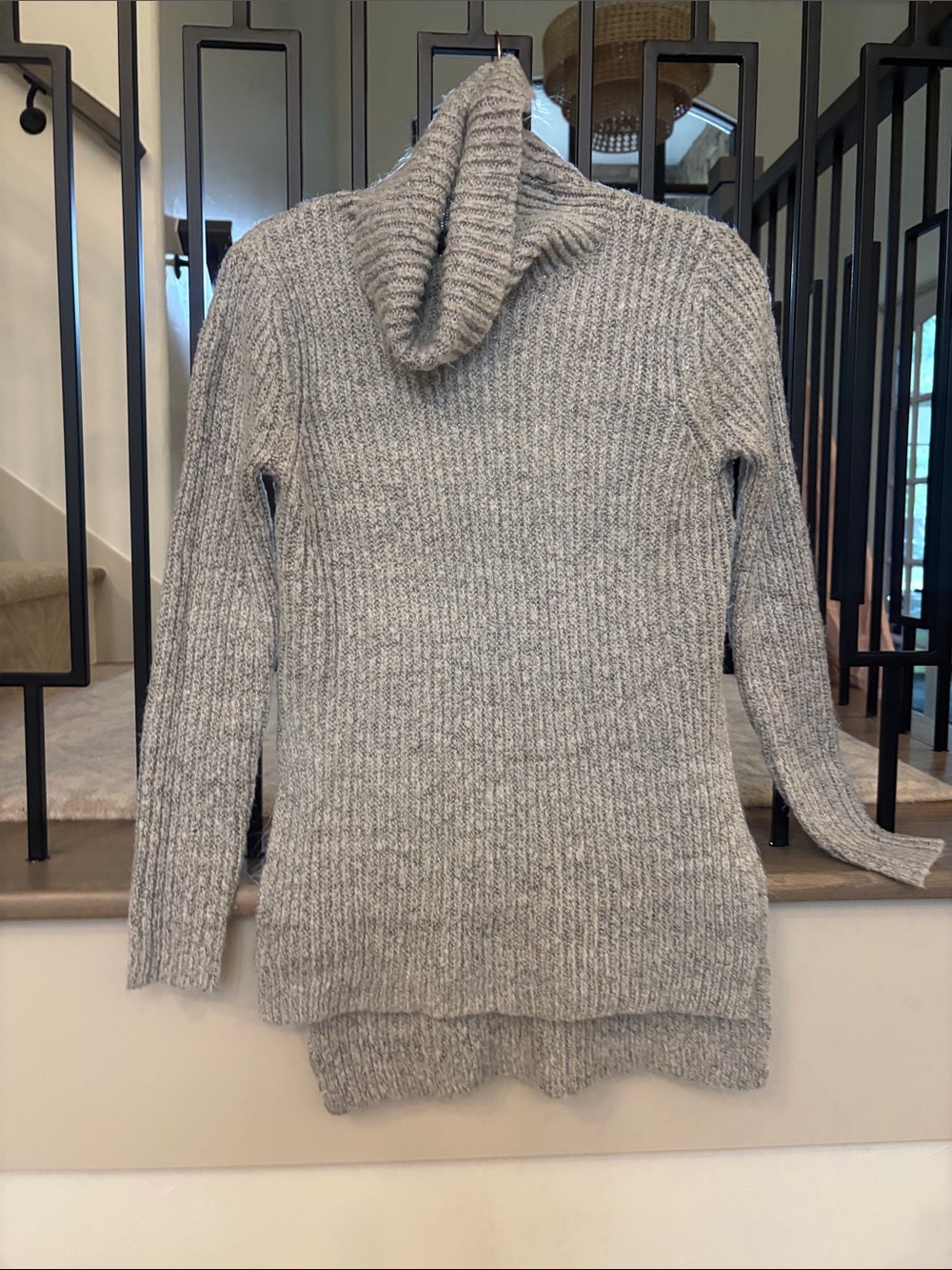 Forever 21 Gray Ribbed Cowl Neck Sweater